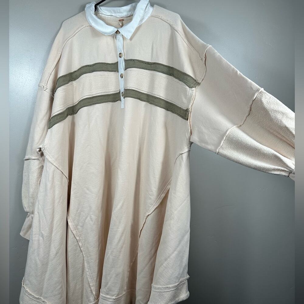 NWT Free People Blair Sweatshirt Top In Oatmeal Combo Size Large - Picture 6 of 9